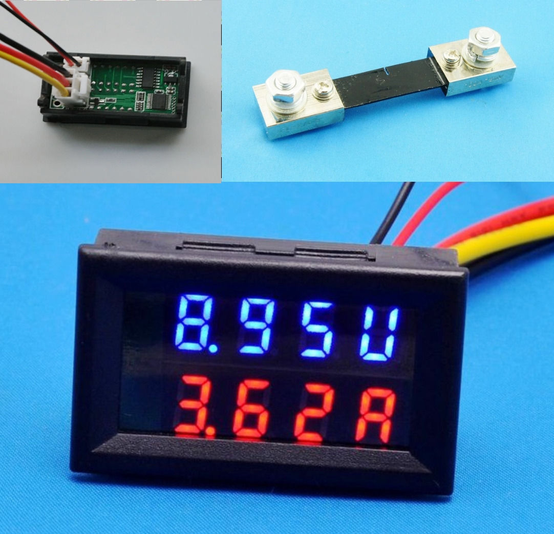 New 100V 100A DC Digital Voltmeter Ammeter LED Amp Volt Meter + - Click Image to Close