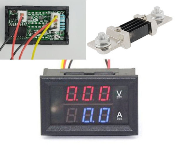 DC 0-300V 500A Dual LED Digital Volt Amp Voltage Power Meter + 5 - Click Image to Close