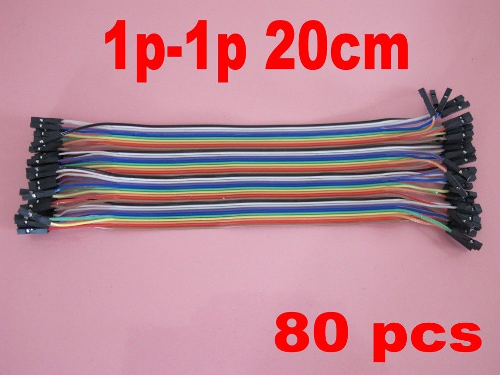 80pcs Dupont wire cable 1p-1p pin connector 2.54mm 20cm - Click Image to Close