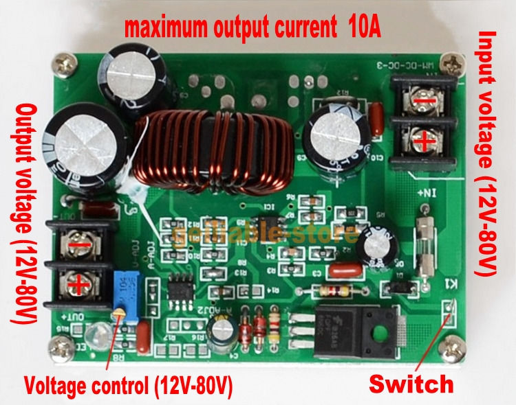 New 800W Boost DC-DC Converter Power Supply Step-up Module 10A 1