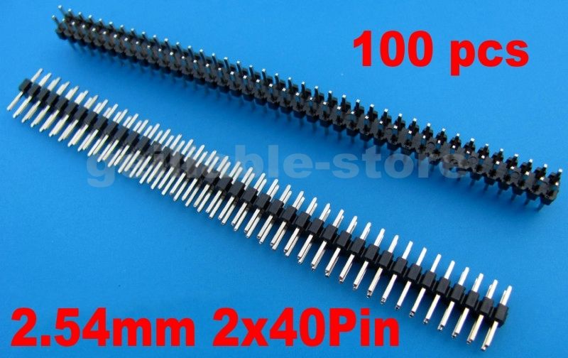 100 pcs 2.54mm 2x40 Pin Male Double Row Pin Header Strip New