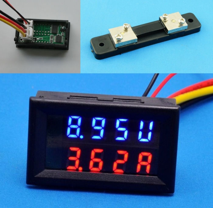 New 100V 50A DC Digital Voltmeter Ammeter LED Amp Volt Meter + C - Click Image to Close