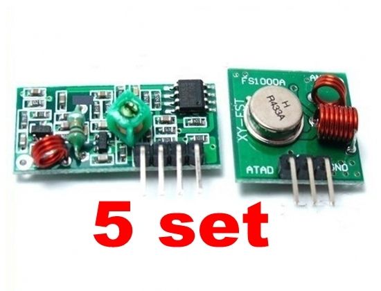 5 set 433Mhz RF Wireless Transmitter + Receiver Link Kit Module