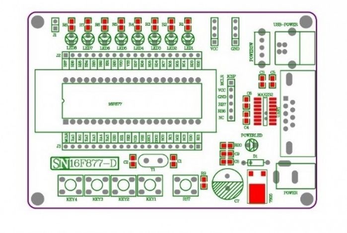 New PIC Development Board for PIC16F877 PIC16F877A