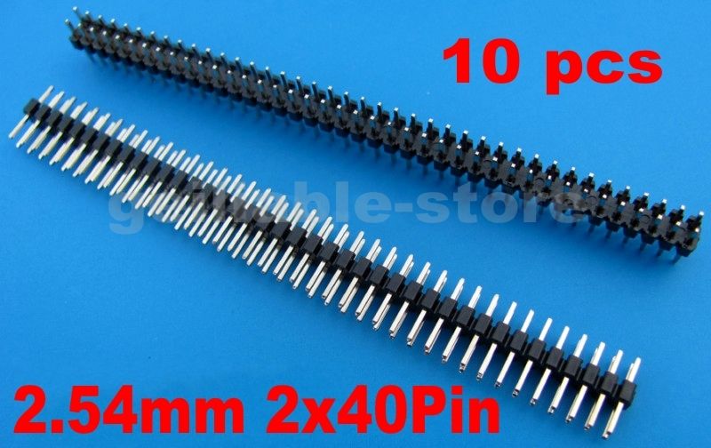 10 pcs 2.54mm 2x40 Pin Male Double Row Pin Header Strip New - Click Image to Close