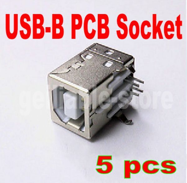 5 pcs USB Type-B Type Right Angle 4-pin Female Connector Jacks S