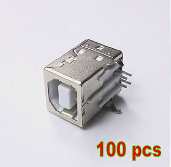 100 pcs USB-B Type Right Angle PCB Socket Female Connector New - Click Image to Close