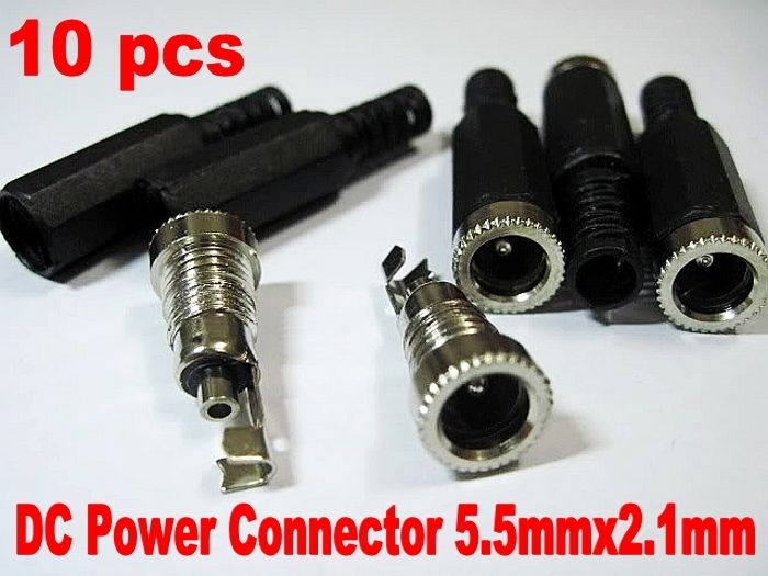 10X DC Power Cable Plug Female Connect 5.5x2.1mm Socket - Click Image to Close